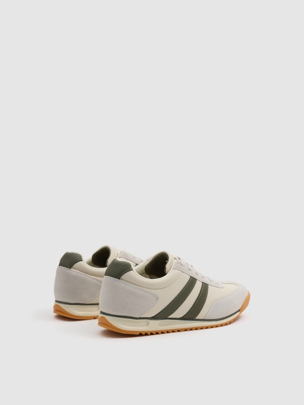 Retro combined faux leather sneaker sand 45º back view