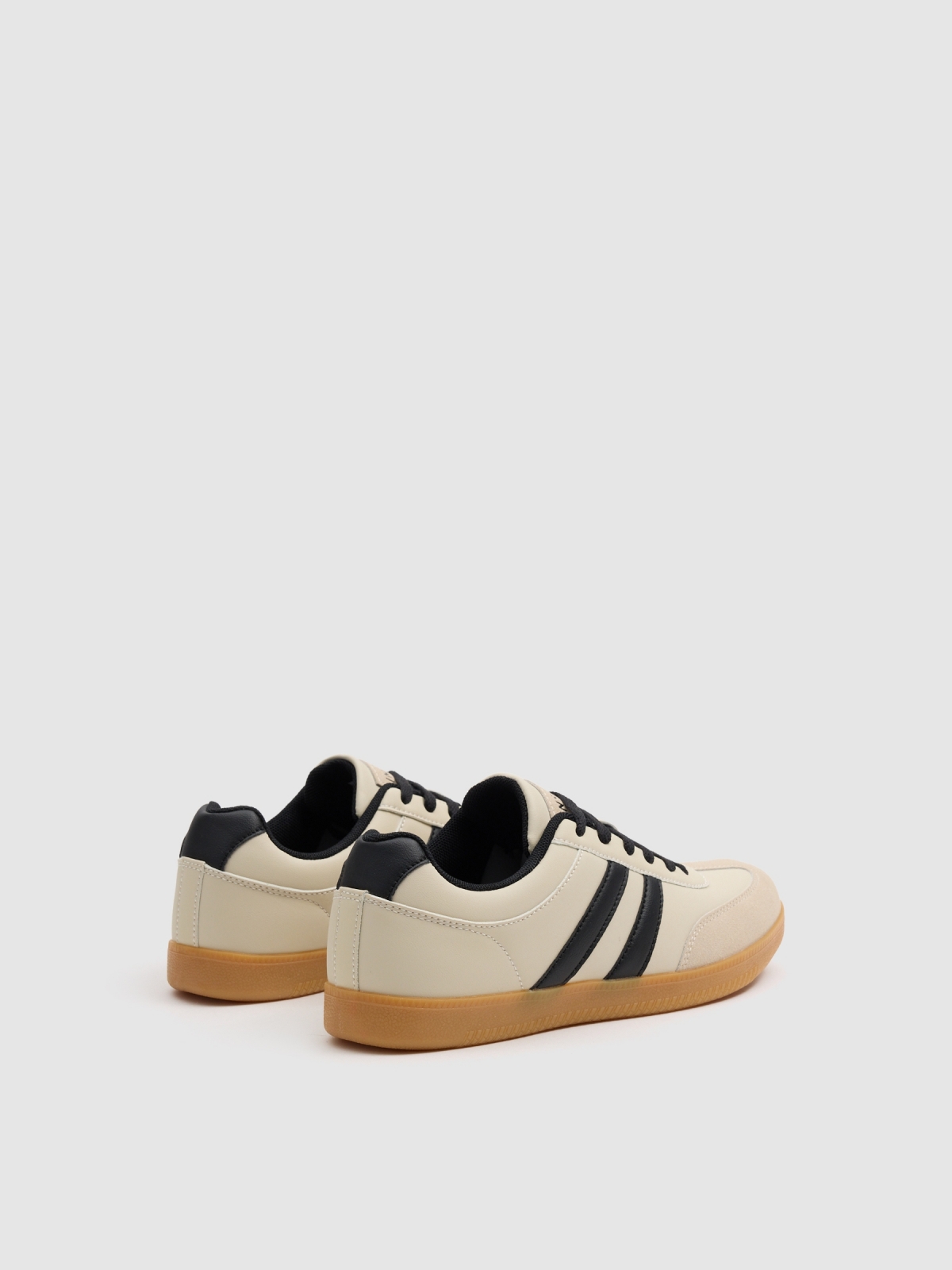 Retro combined faux leather sneaker raw 45º back view