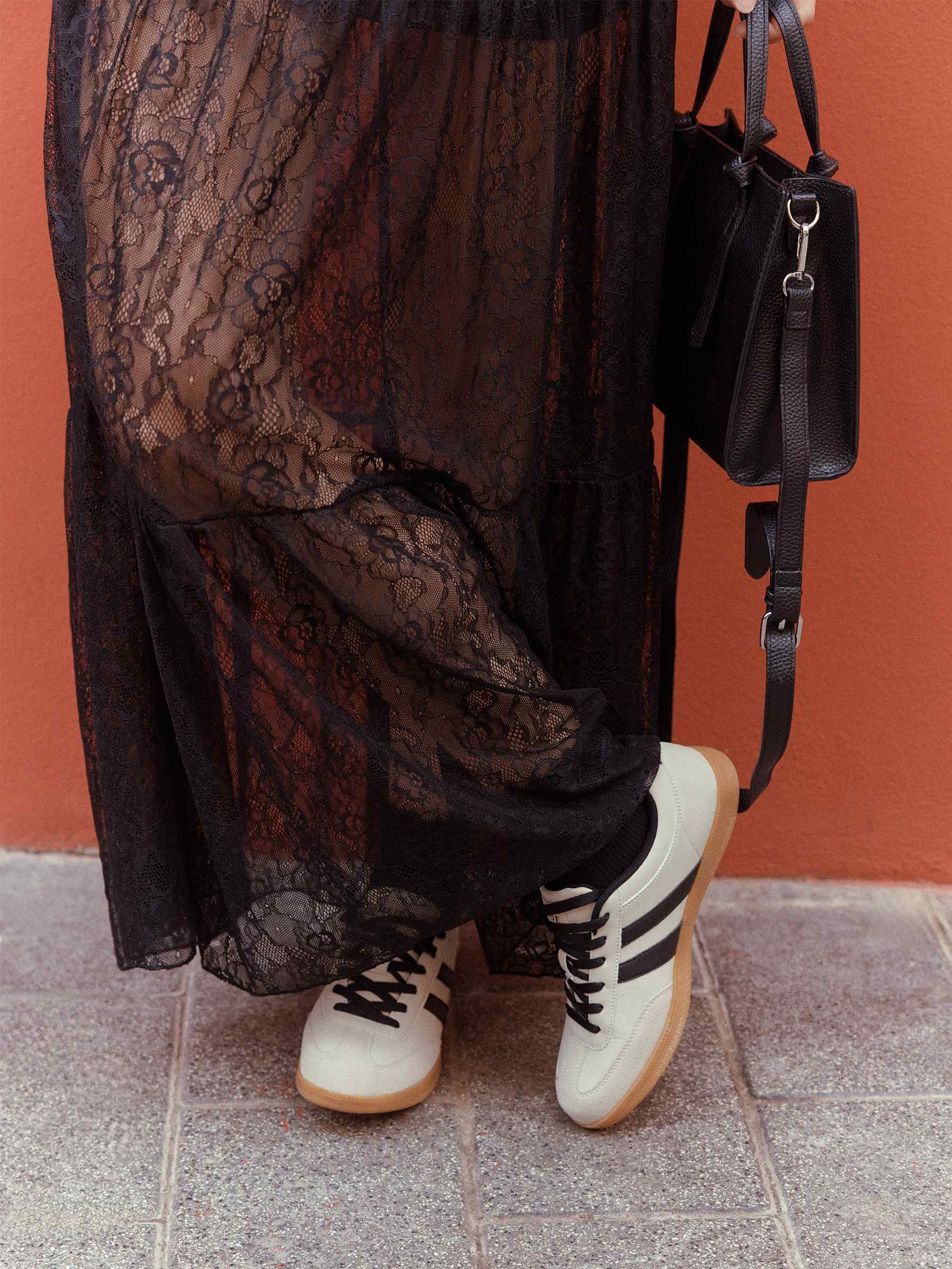 Retro combined faux leather sneaker raw