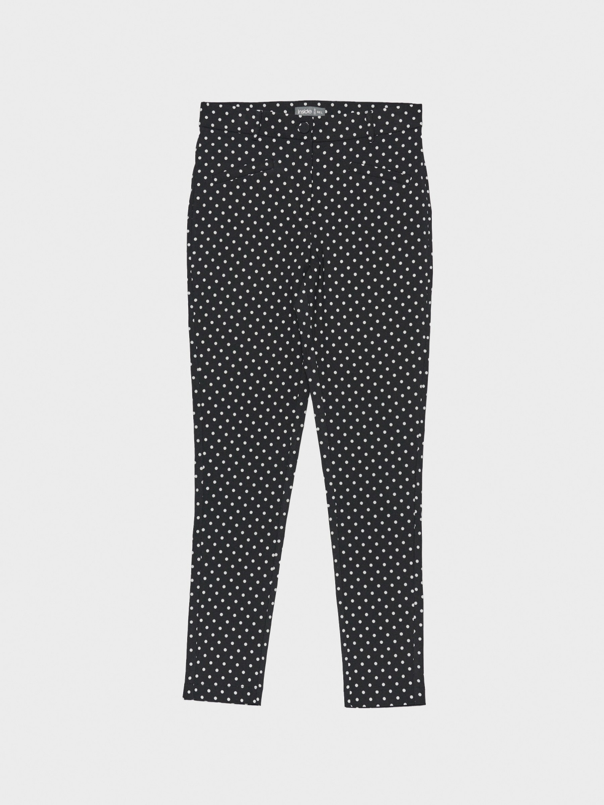 Pantalón elástico estampado lunares negro