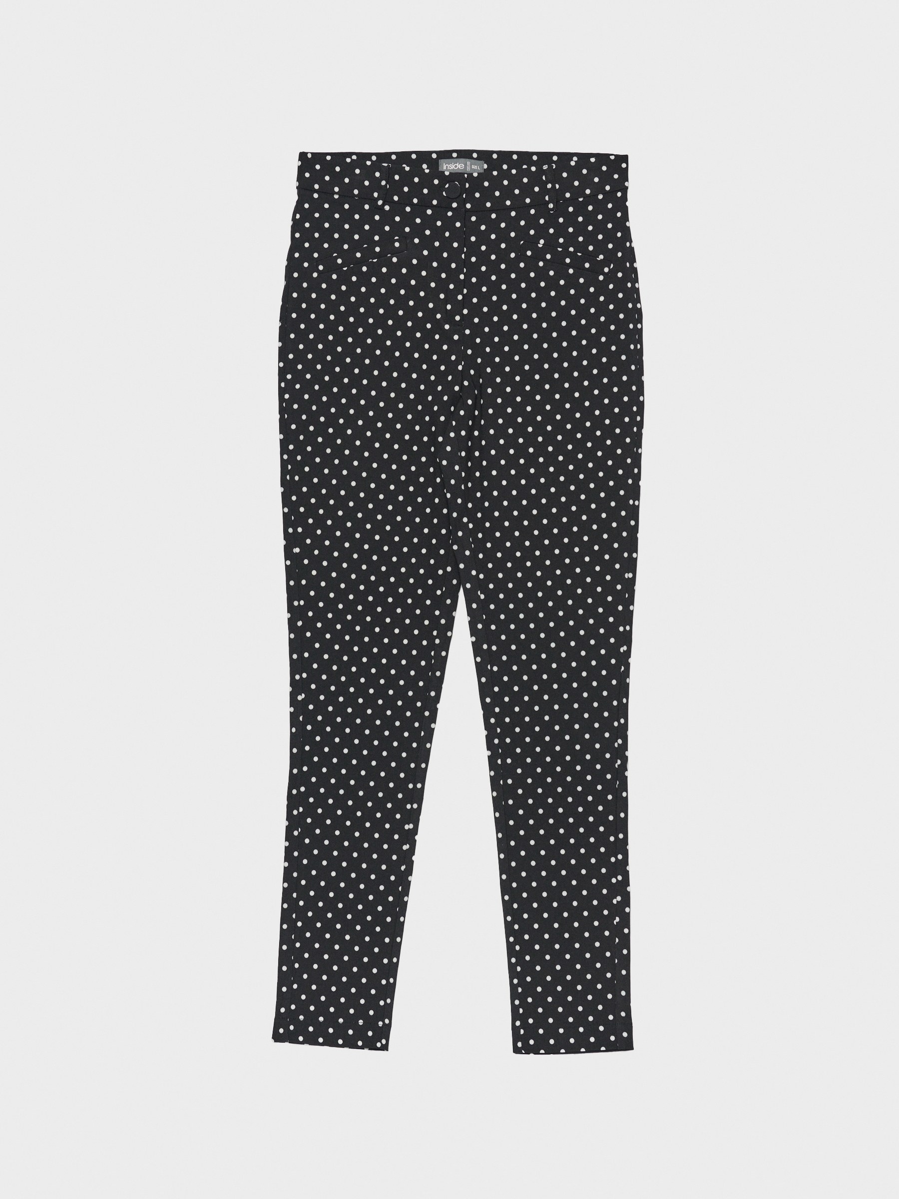 Stretch polka dot print trousers black