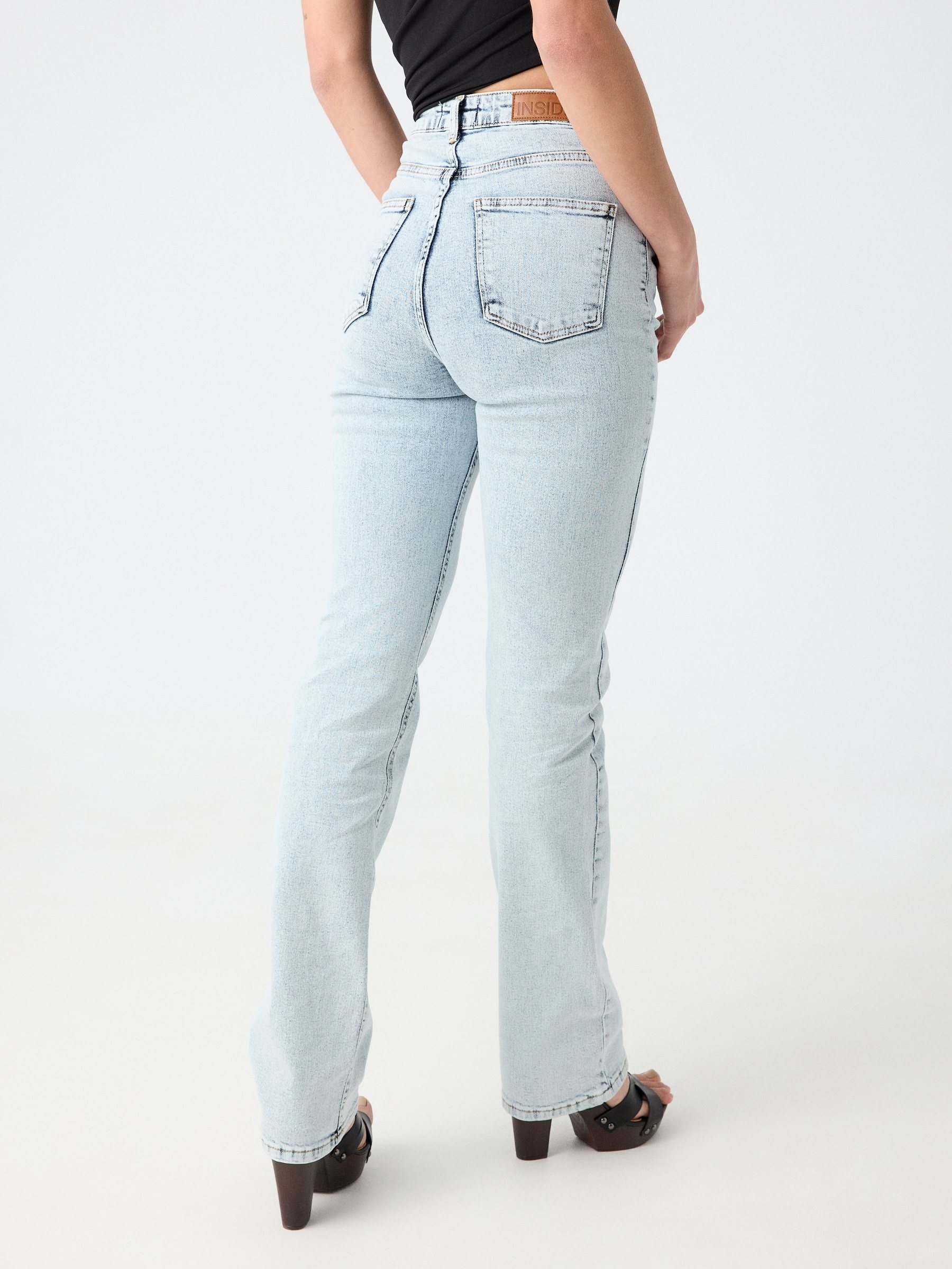 Jeans straight slim bleached azul/blanco vista general frontal
