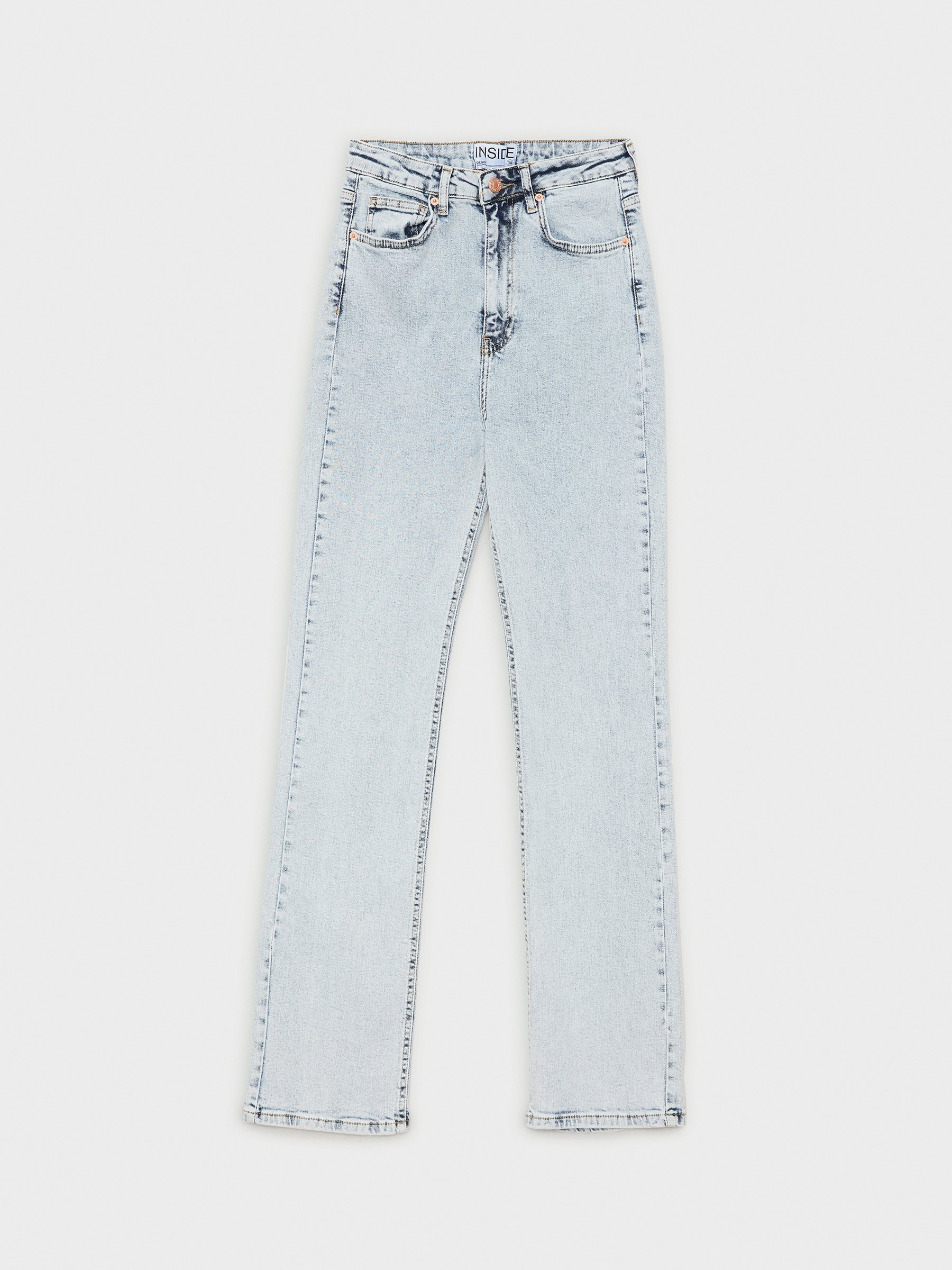 Jeans straight slim bleached azul/blanco vista general frontal