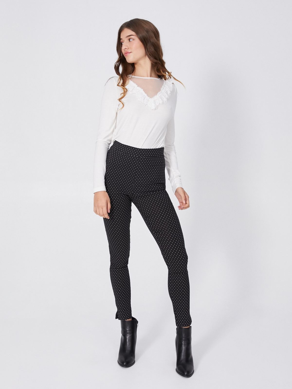 Stretch trousers with zip black
