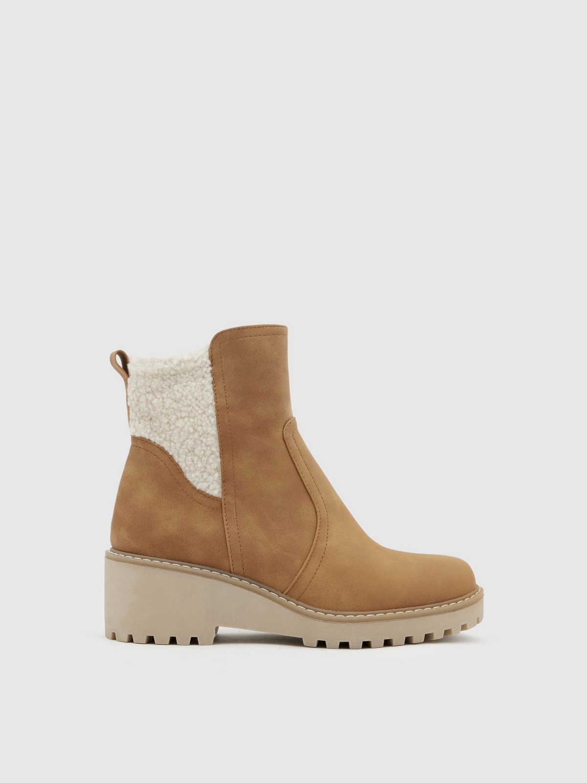 Wedge and sheepskin ankle boots brown