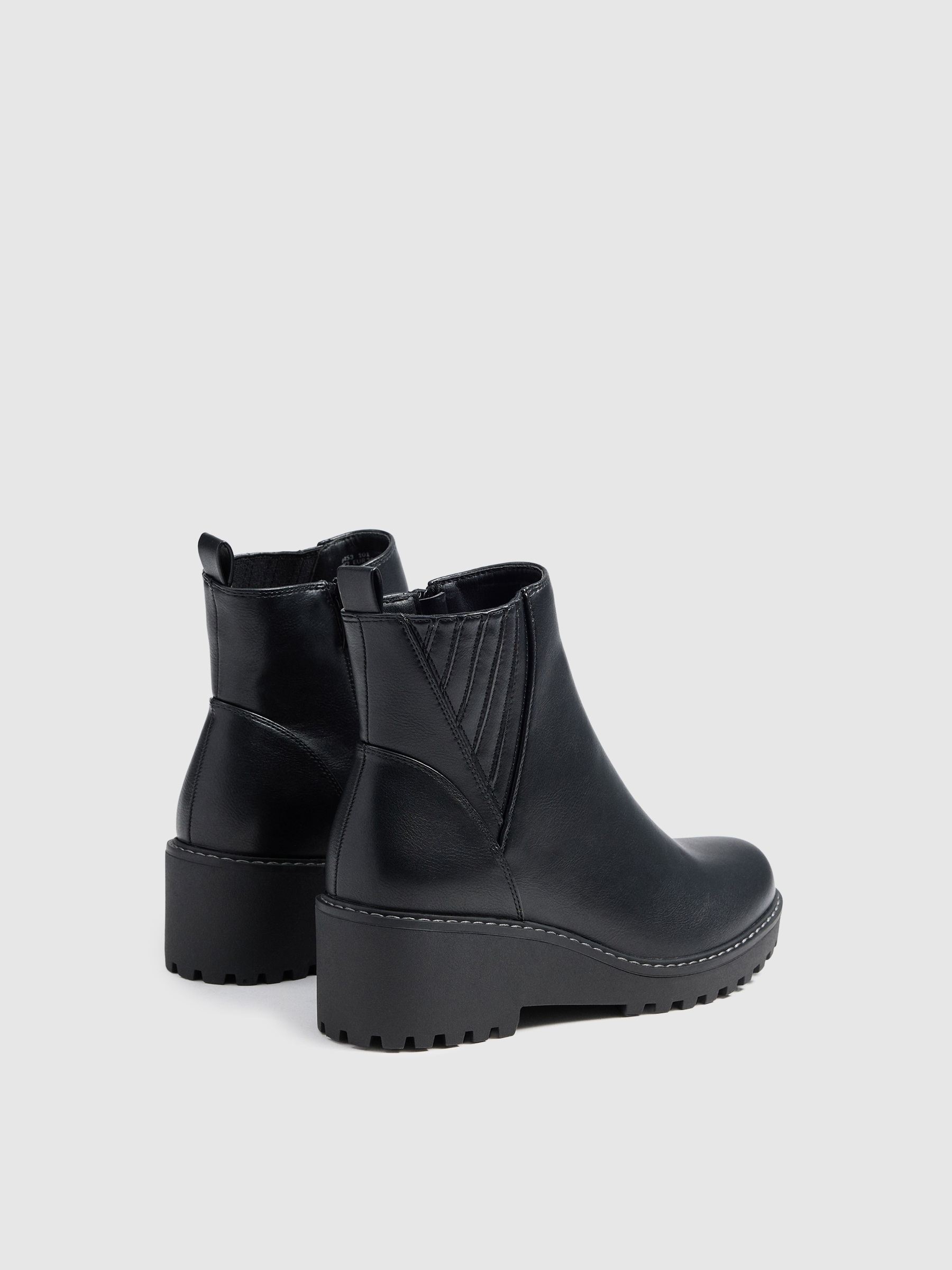 Botas de cunha em couro sintético preto