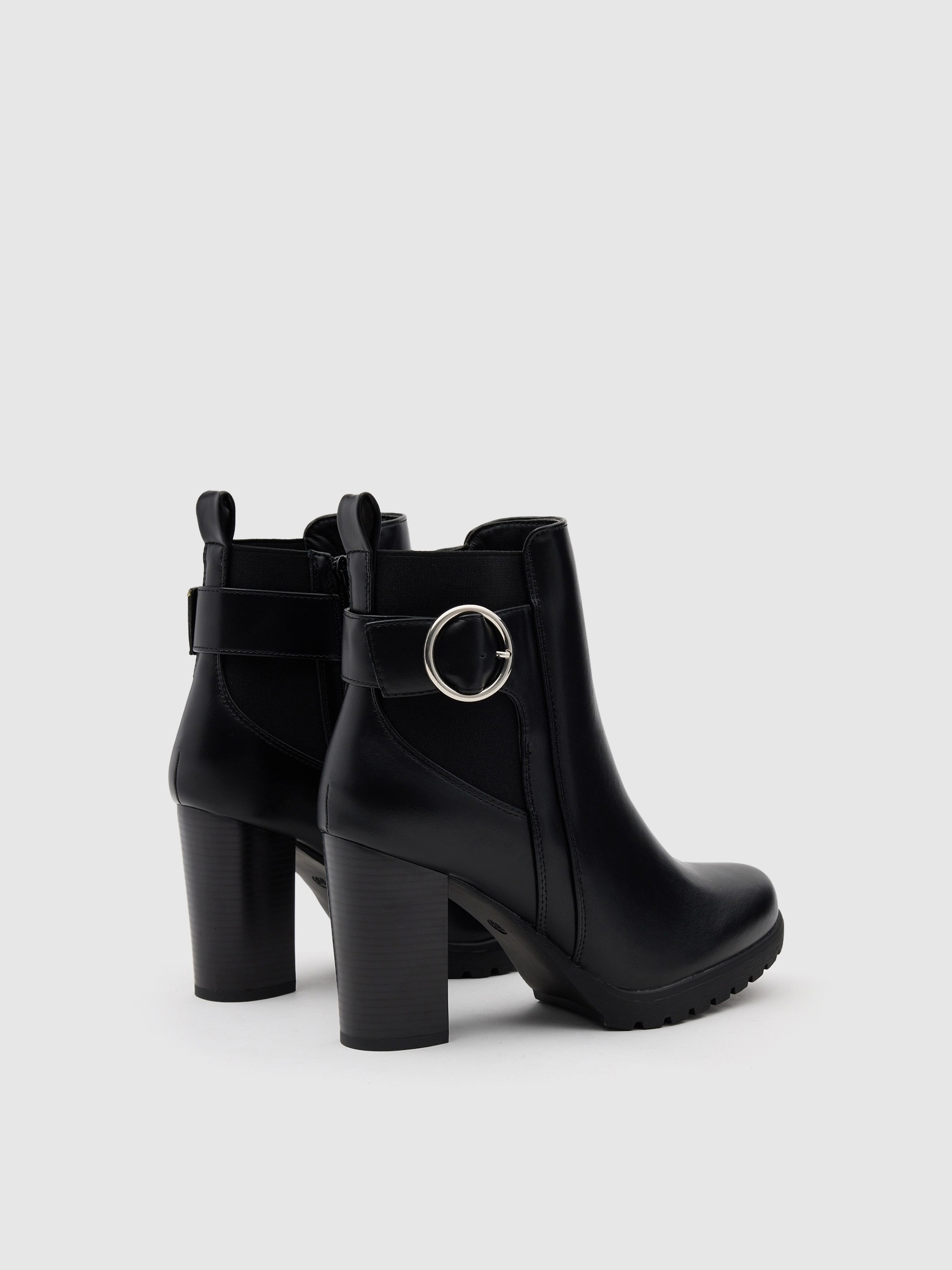 Rubber and buckle bootie black