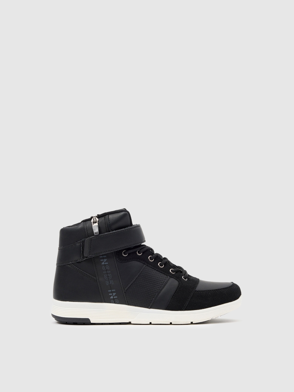 Bota desportiva com fecho de correr combinado preto