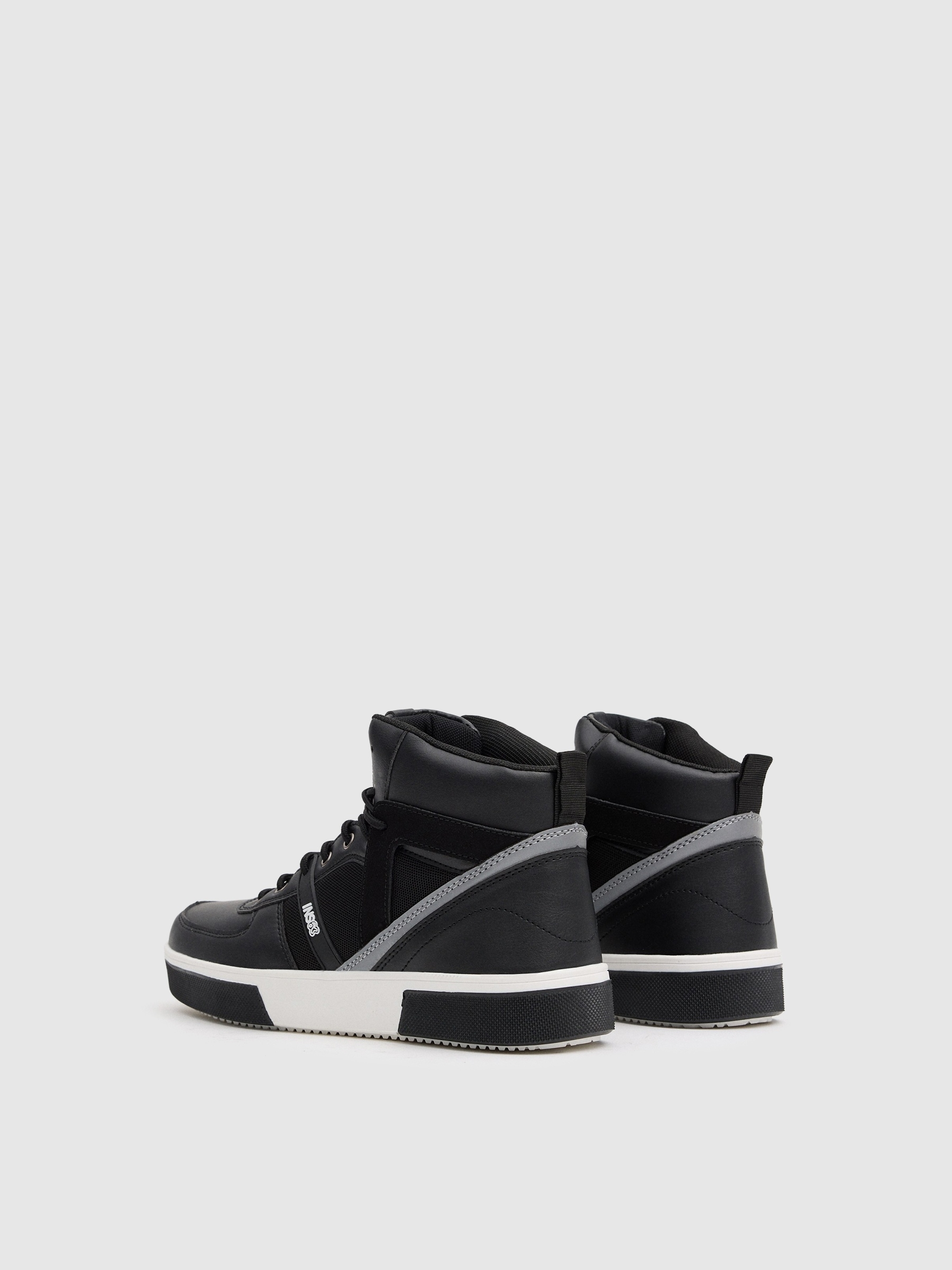 Botas esportivas efeito de couro preto preto