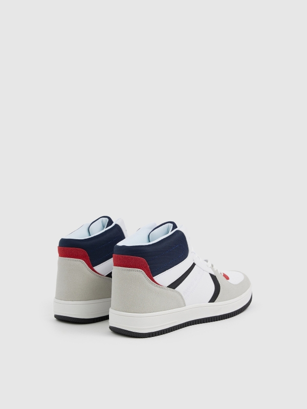 Multi-piece sports boot white 45º back view