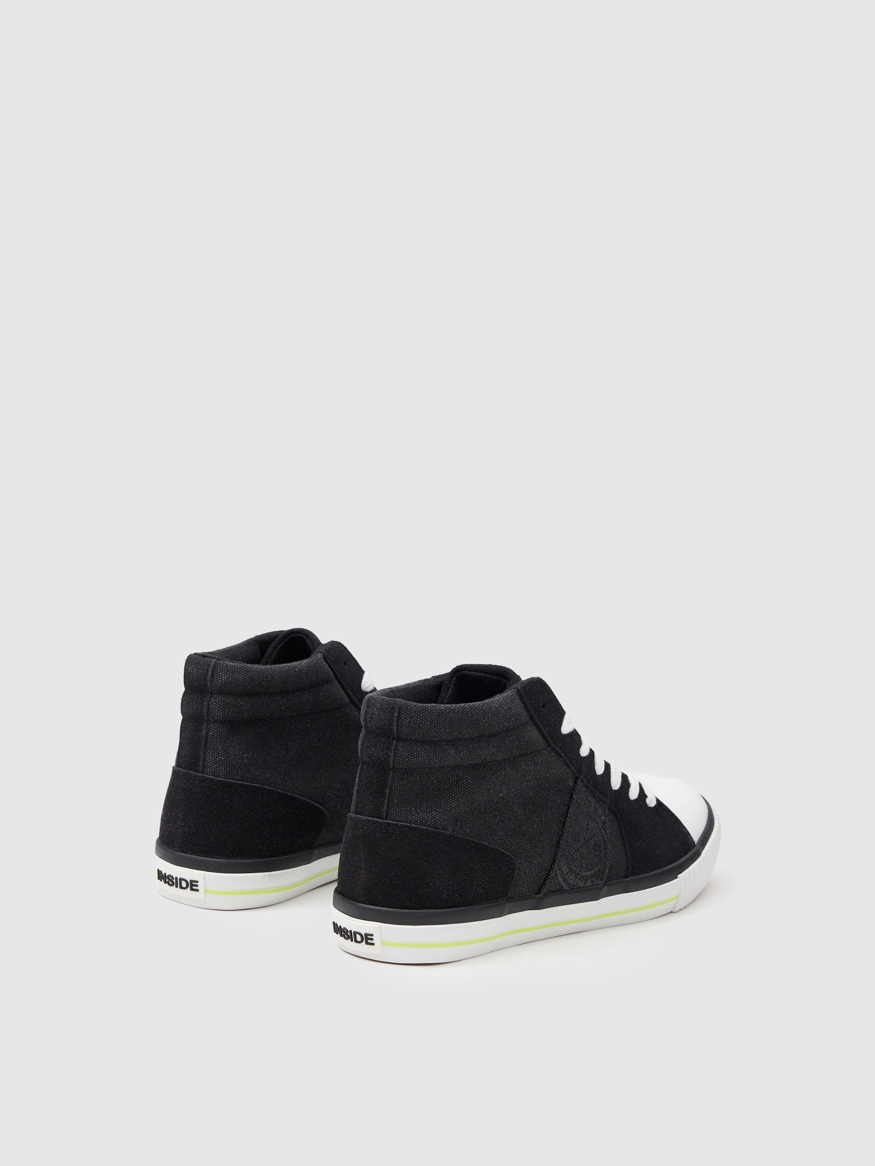 Combined canvas boot sneaker black