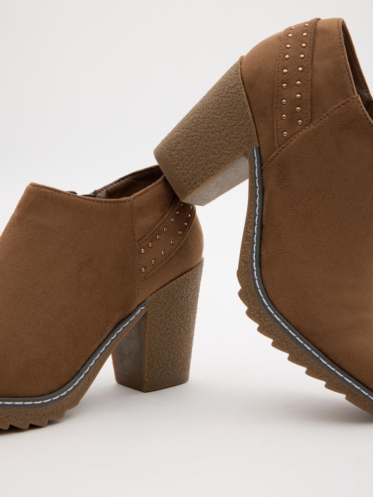 Camel heeled ankle boots with studs brown zenithal view Camel heeled ankle boots with studs brown zenithal view