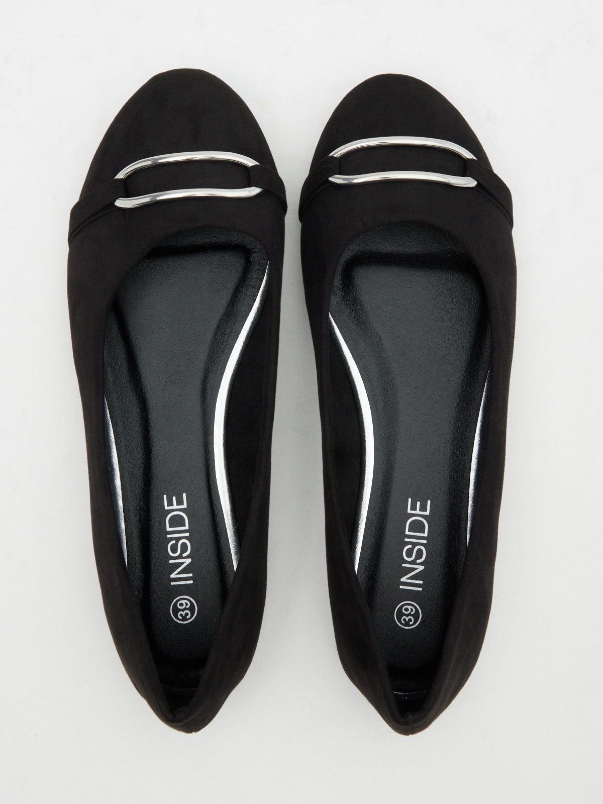 Bailarina básica com fivela preto vista superior Bailarina básica com fivela preto vista superior