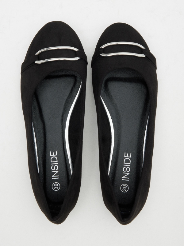 Bailarina básica com fivela preto vista superior Bailarina básica com fivela preto vista superior