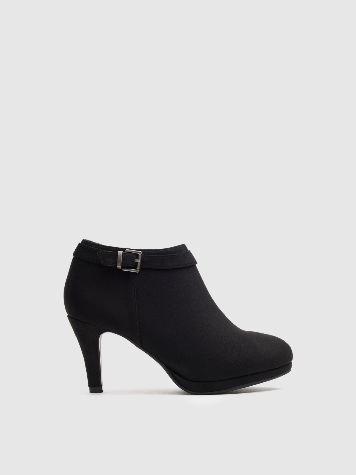 Black ankle boots with buckle and heel black