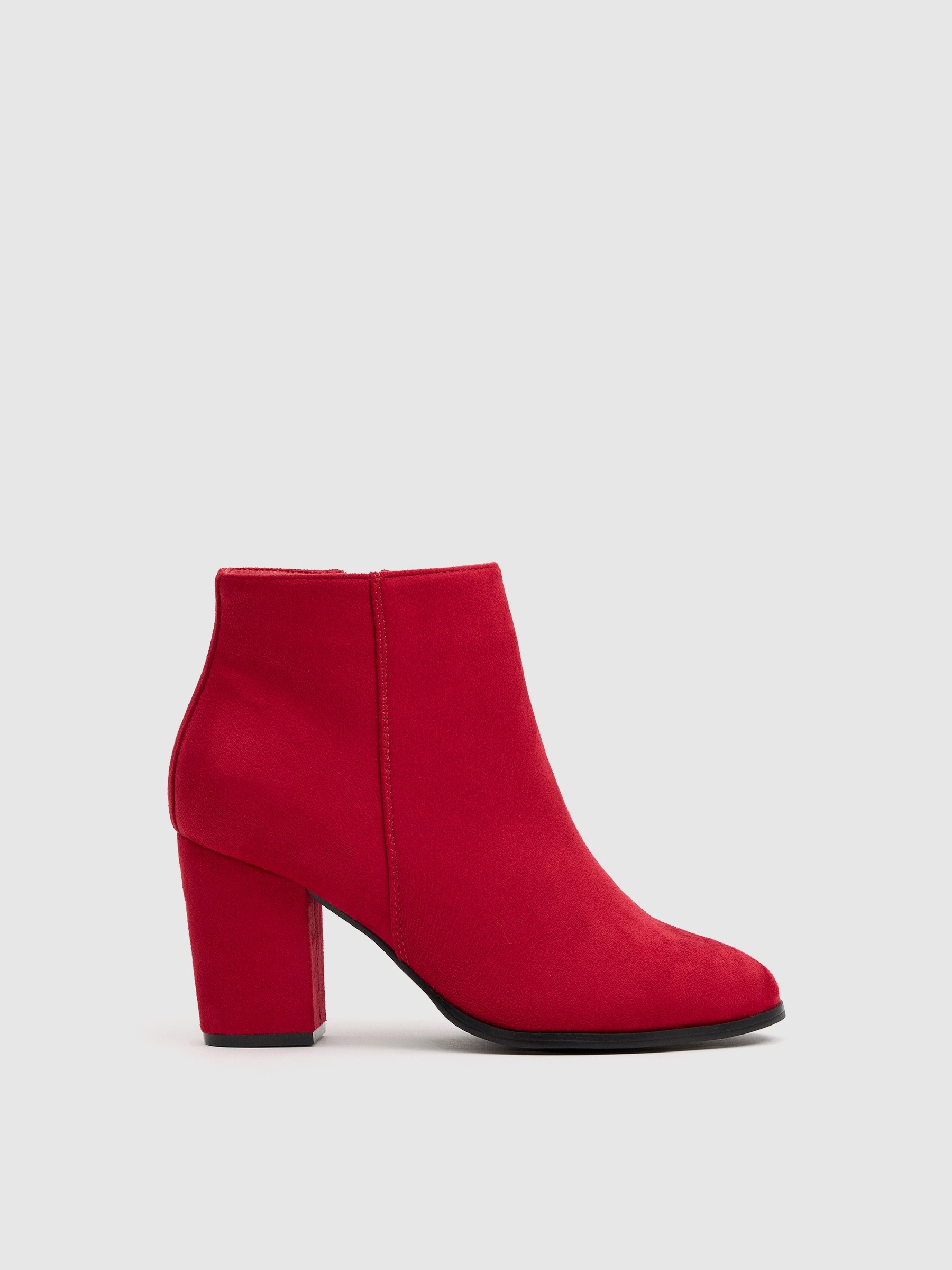 Basic ankle boots with wide heel red