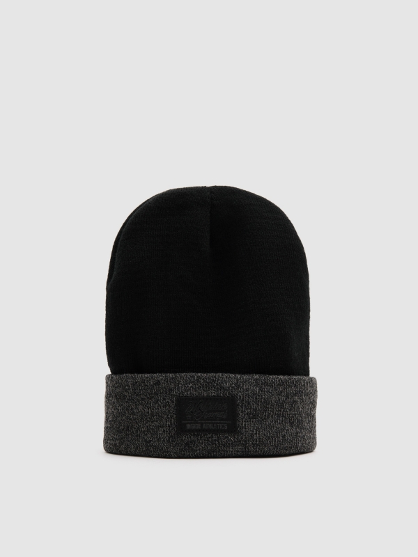 Basic black and gray turned-up hat grey 45º front view