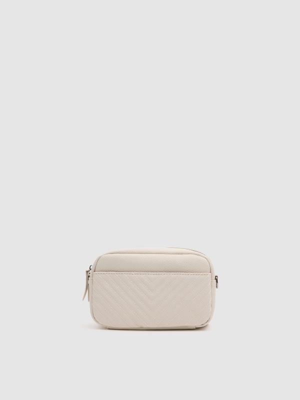 Bolsa tiracolo efeito couro off white vista geral frontal