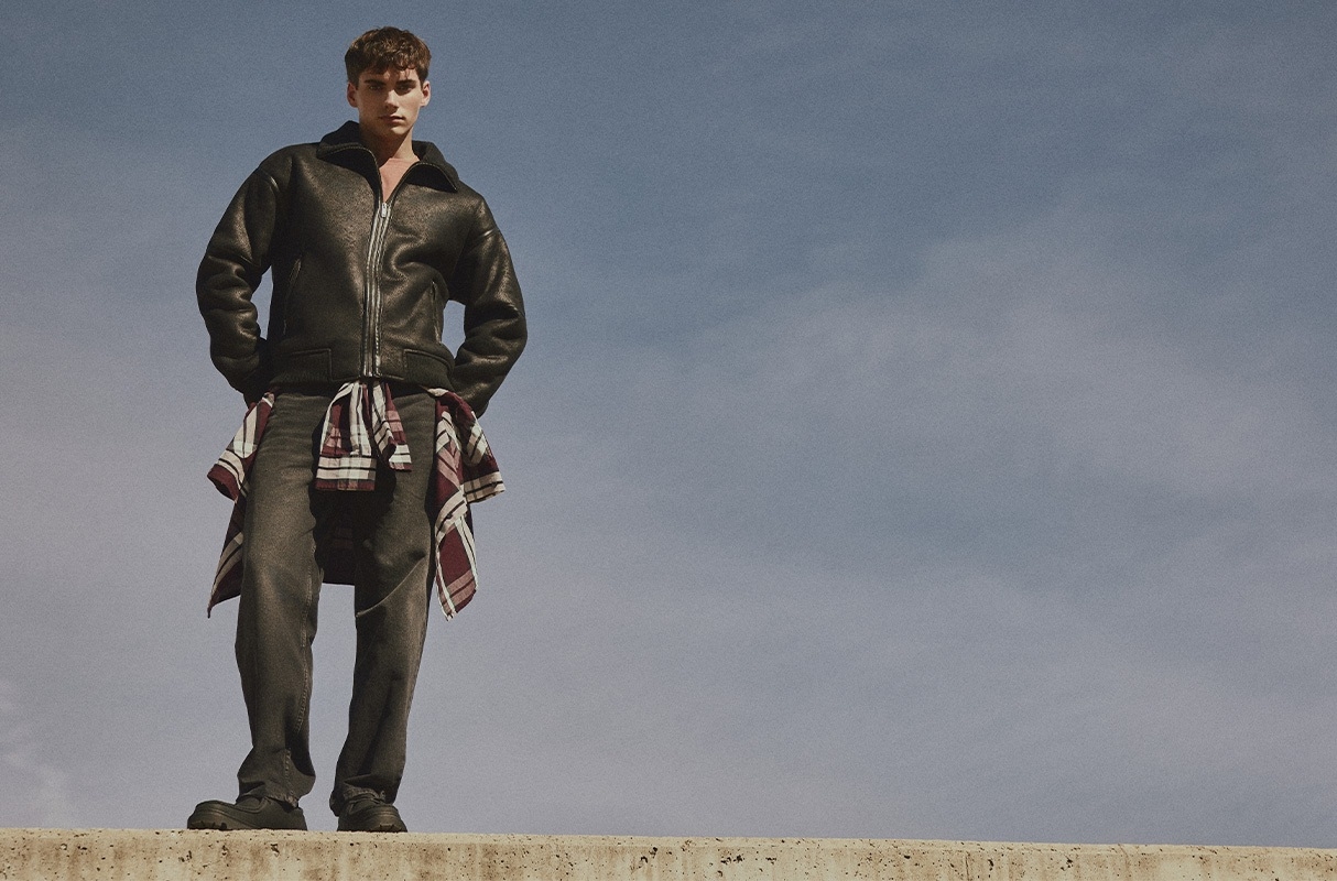 Checked shirt with flap pockets garnet middle front view