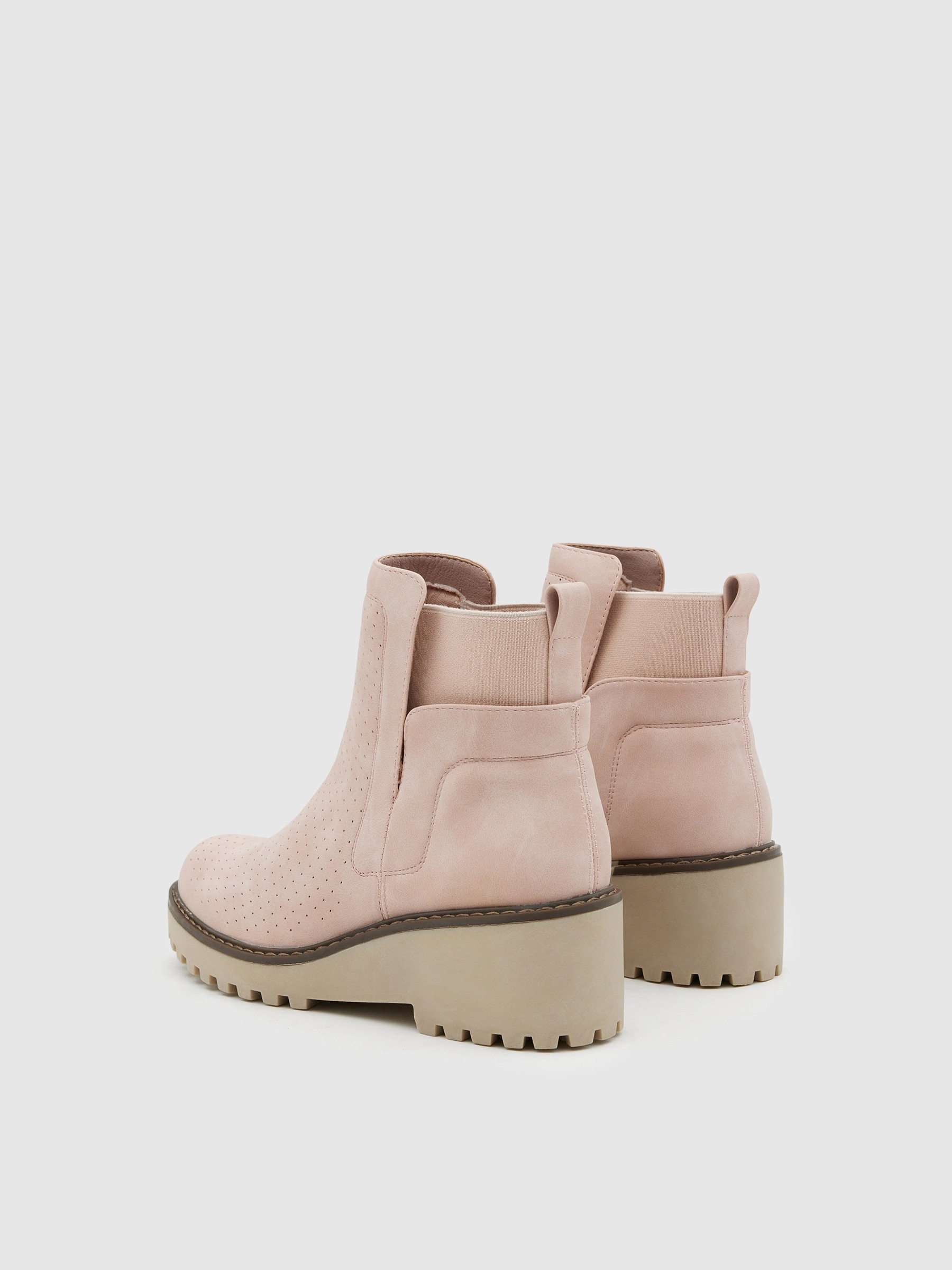 Botas de cunha com elásticos rosa