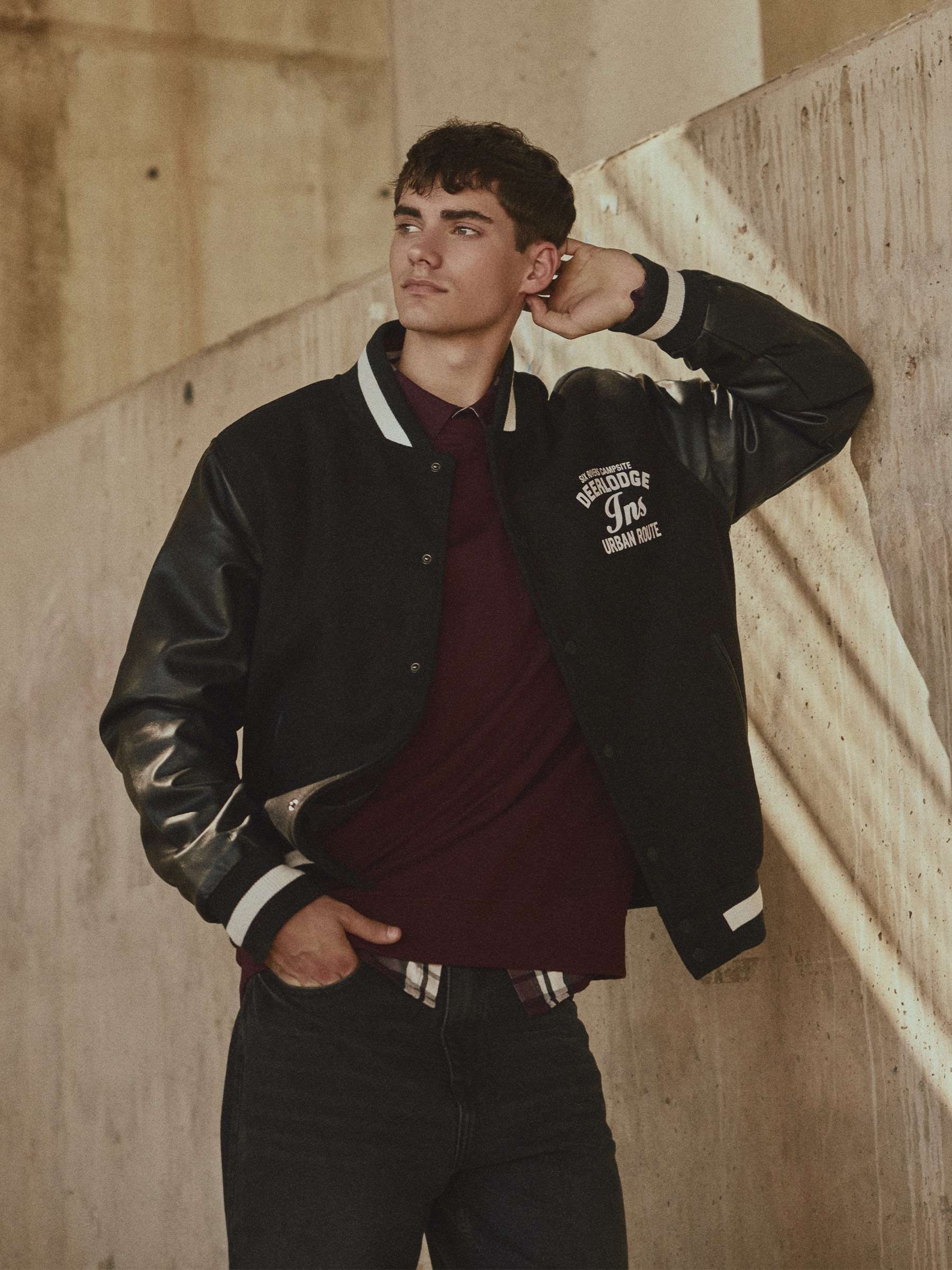 Casaco bomber Urban Route preto vista meia frontal