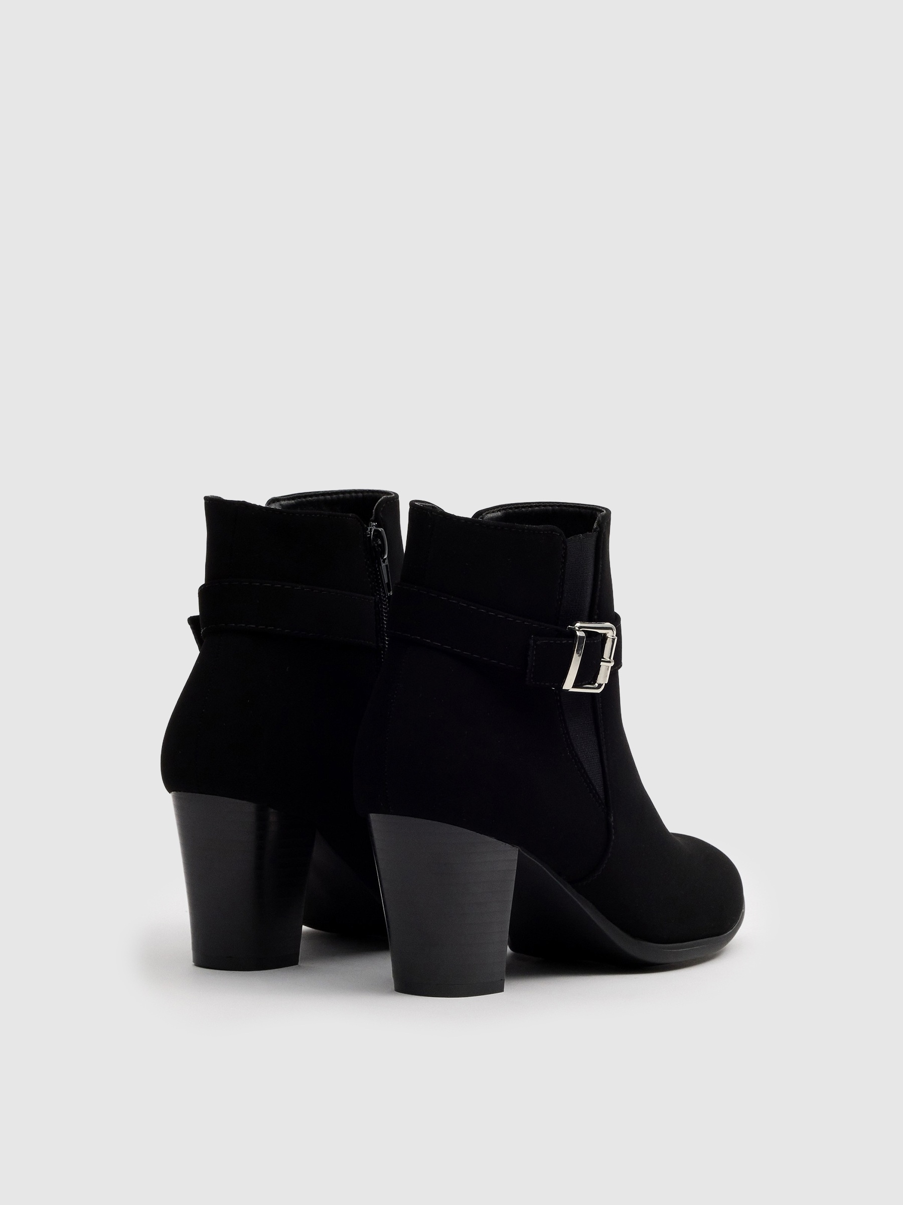 Black ankle boots with buckle heel black