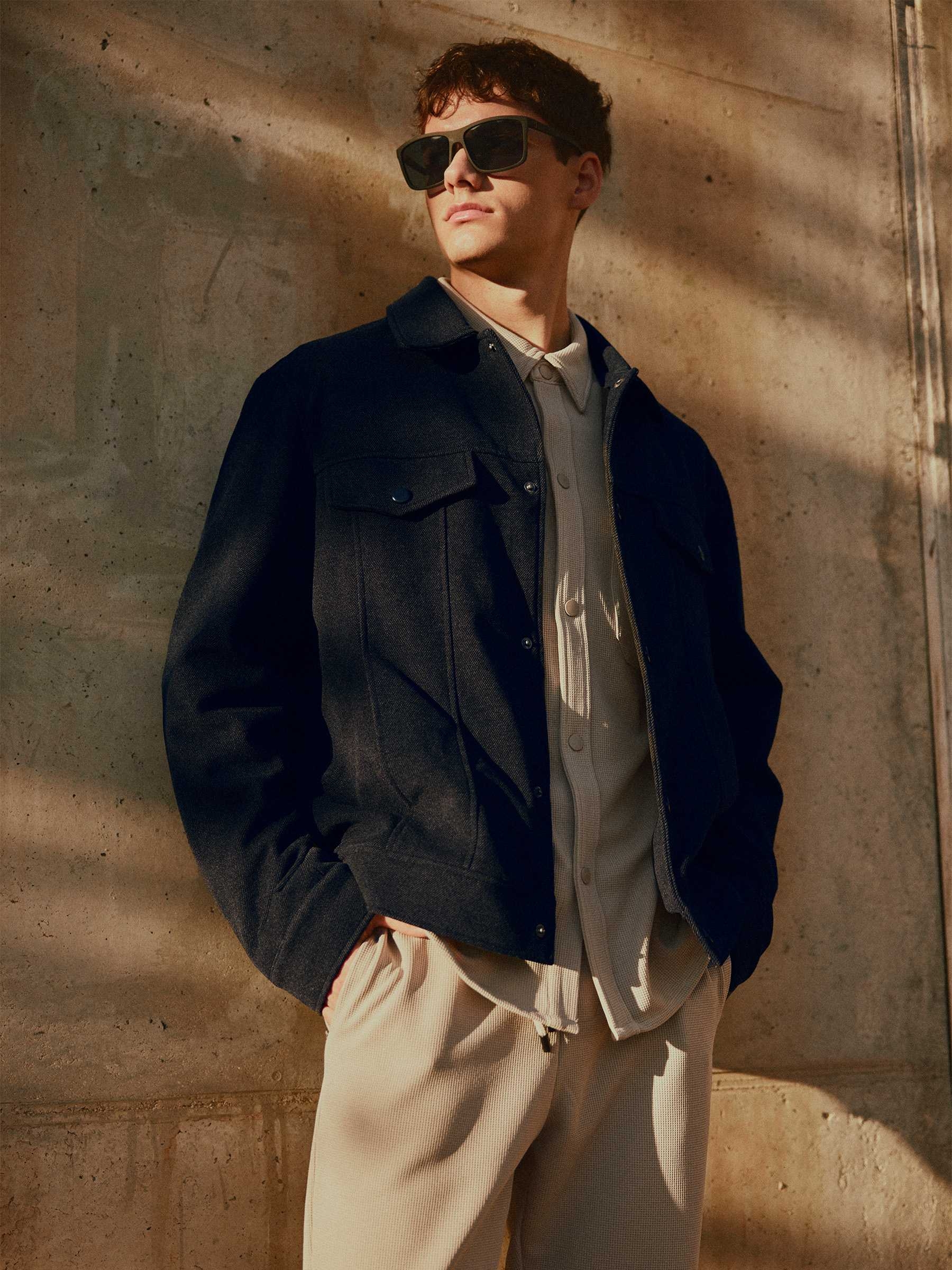 Cloth jacket navy middle front view