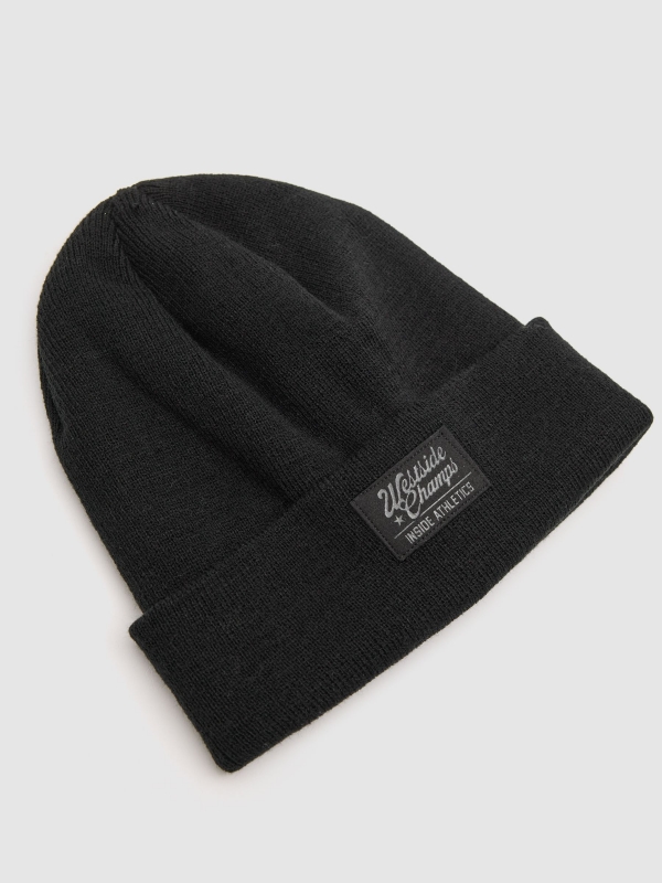 Gorro básico negro vuelto negro vista detalle