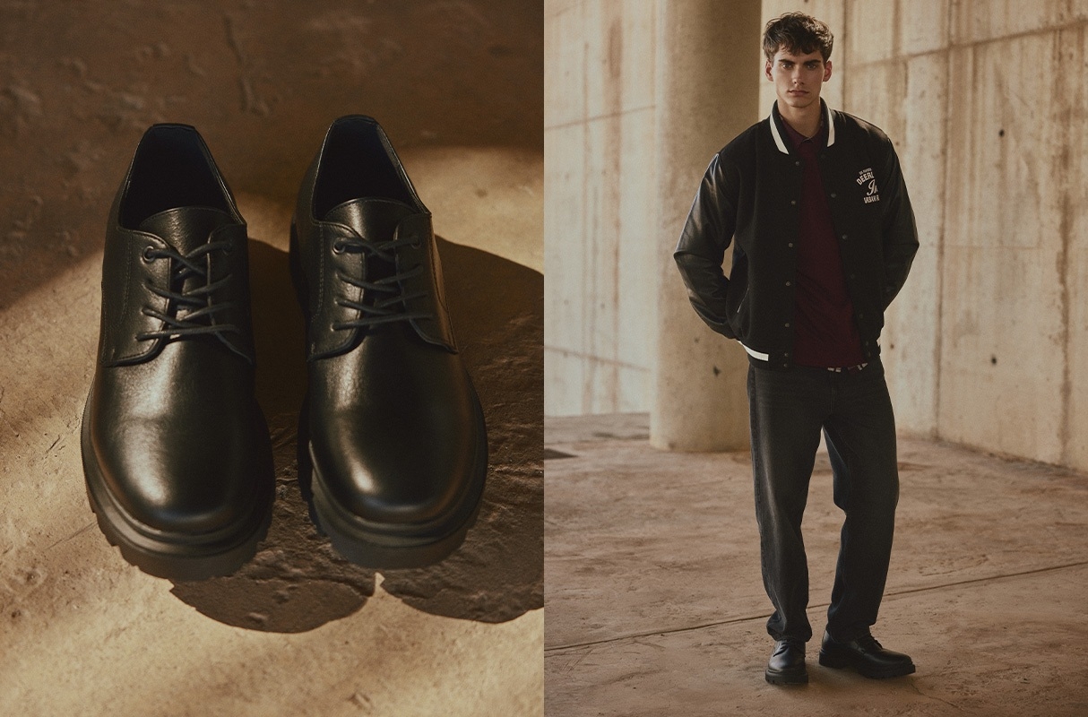 Dress shoe with a serrated sole black