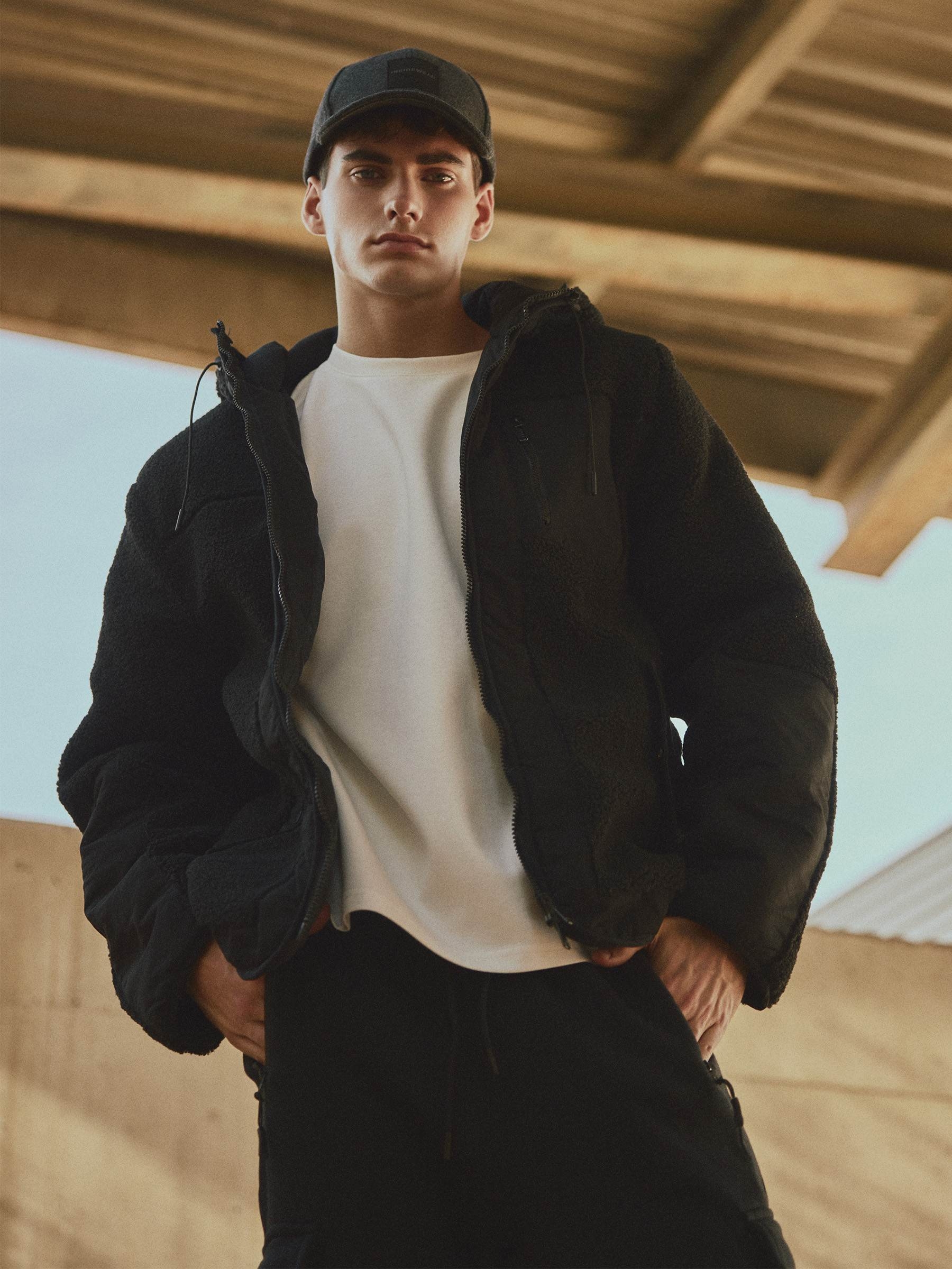 Shearling jacket black middle front view