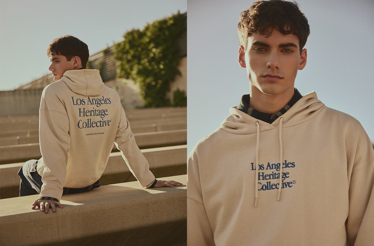 Los Angeles fleece hoodie raw middle front view