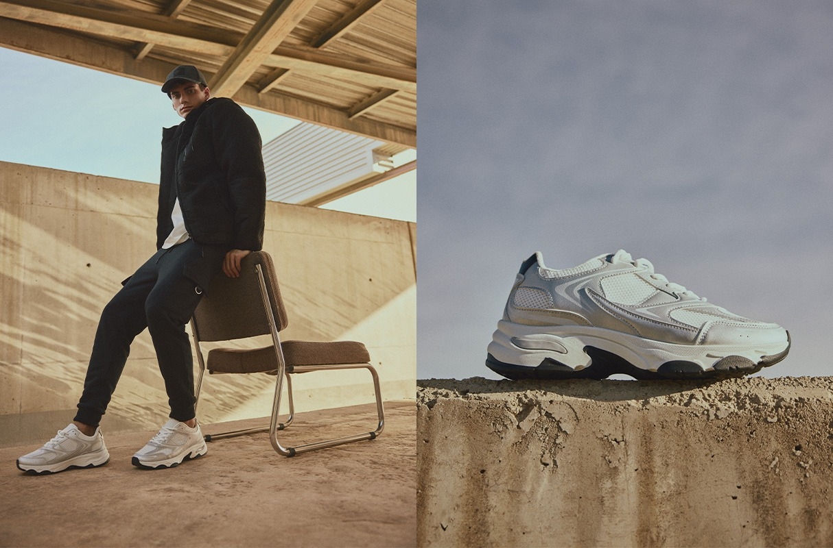 Metallic combined running sneaker white