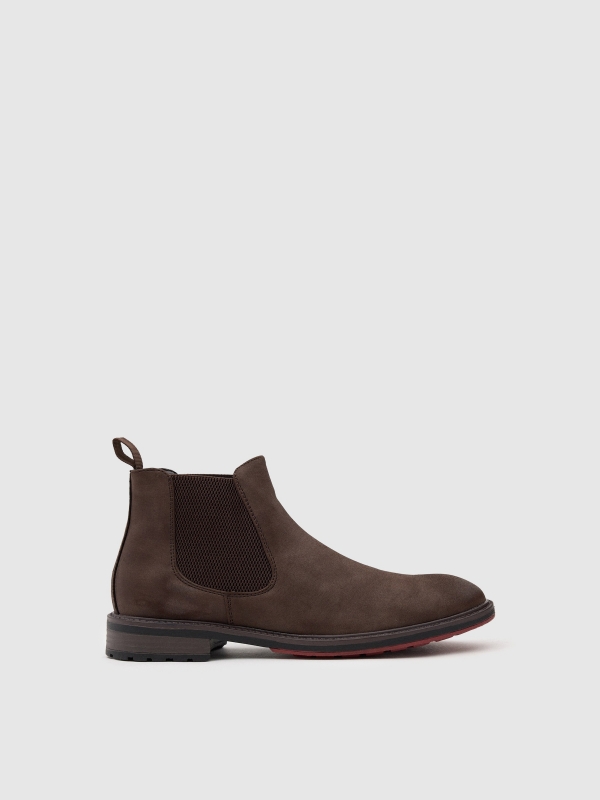 Classic ankle boots with elastic dark brown