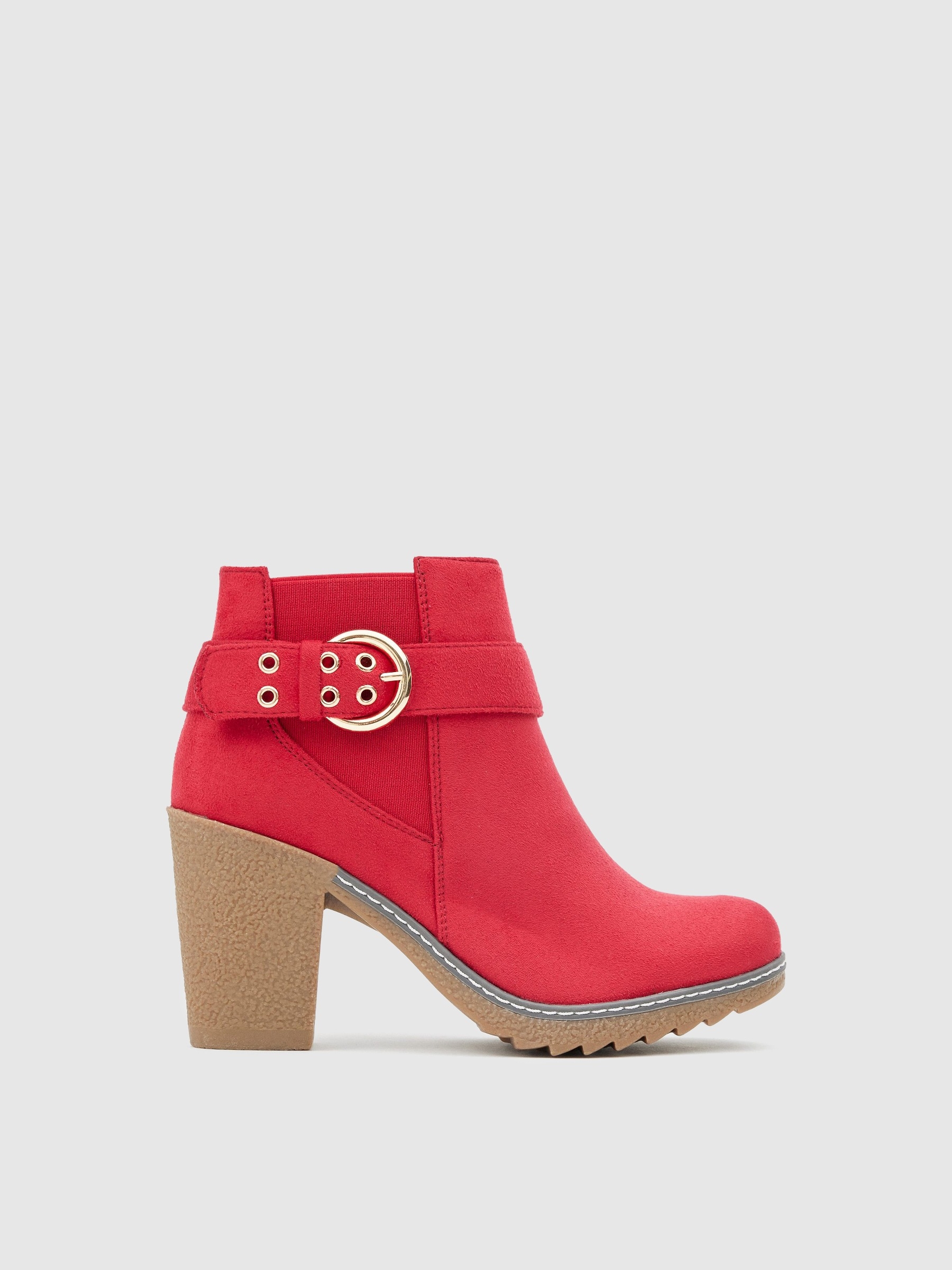Red ankle boots with buckle red
