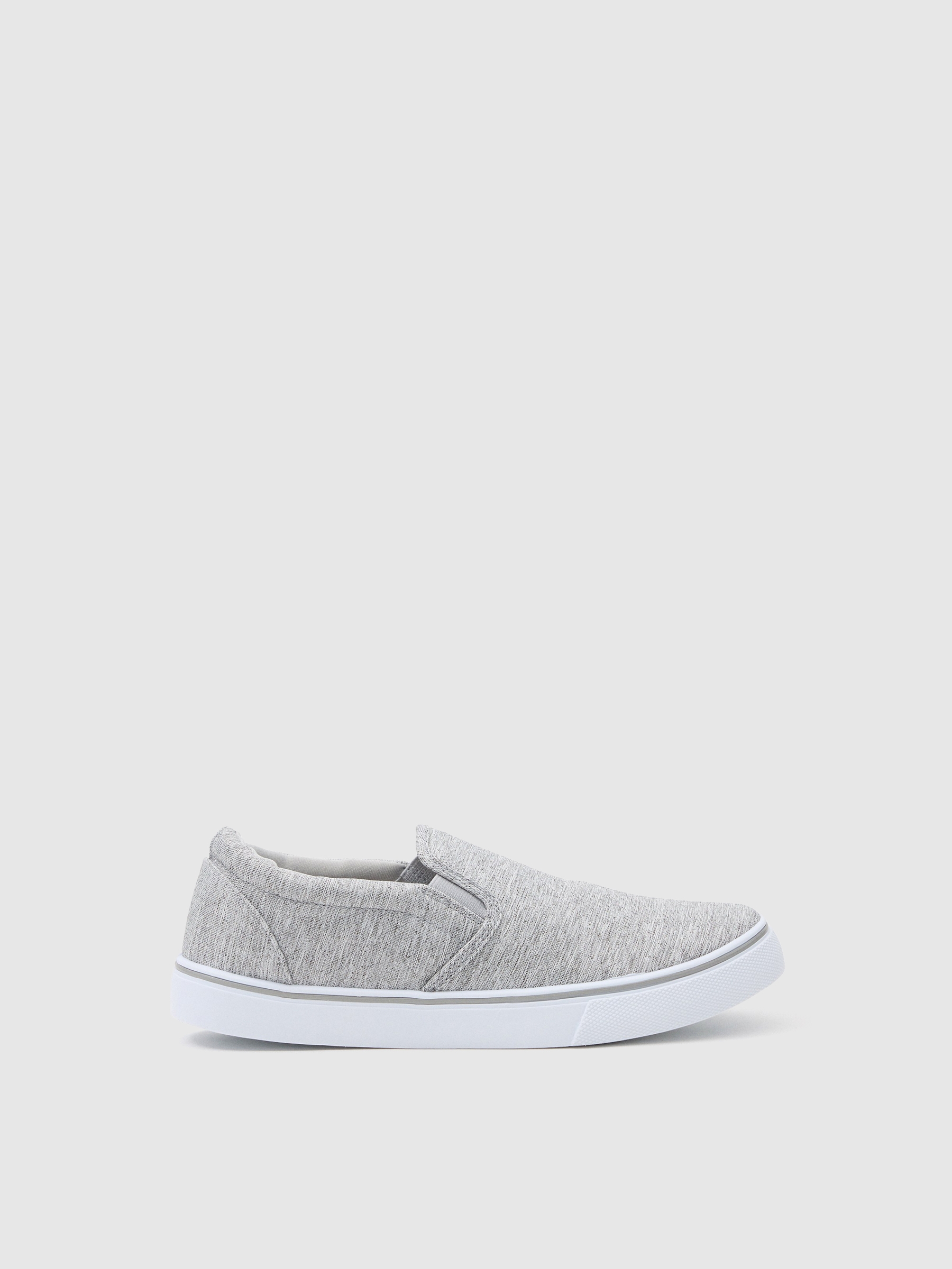 Gray canvas sneaker medium grey profile view