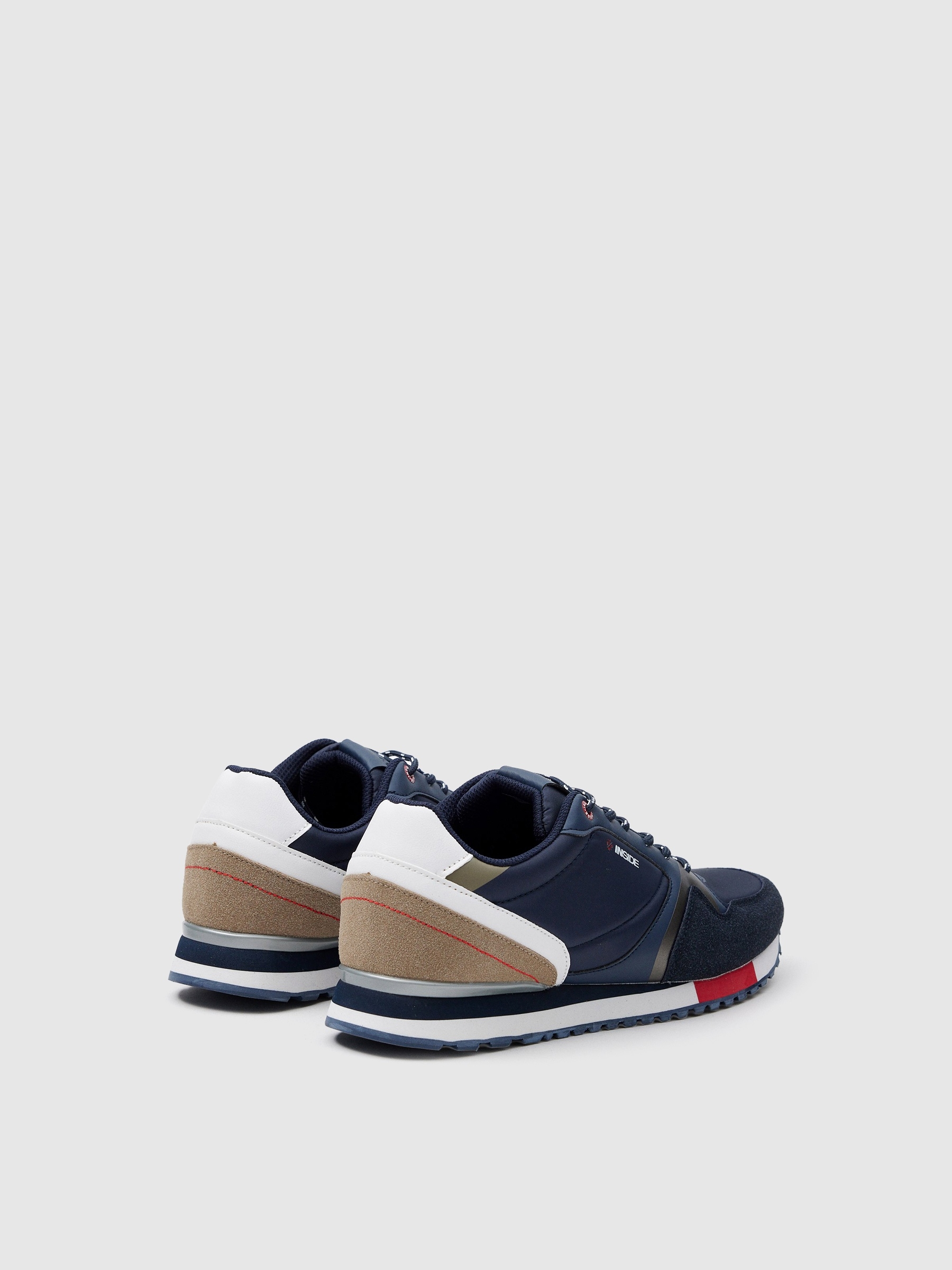 Combined nylon casual sneakers navy