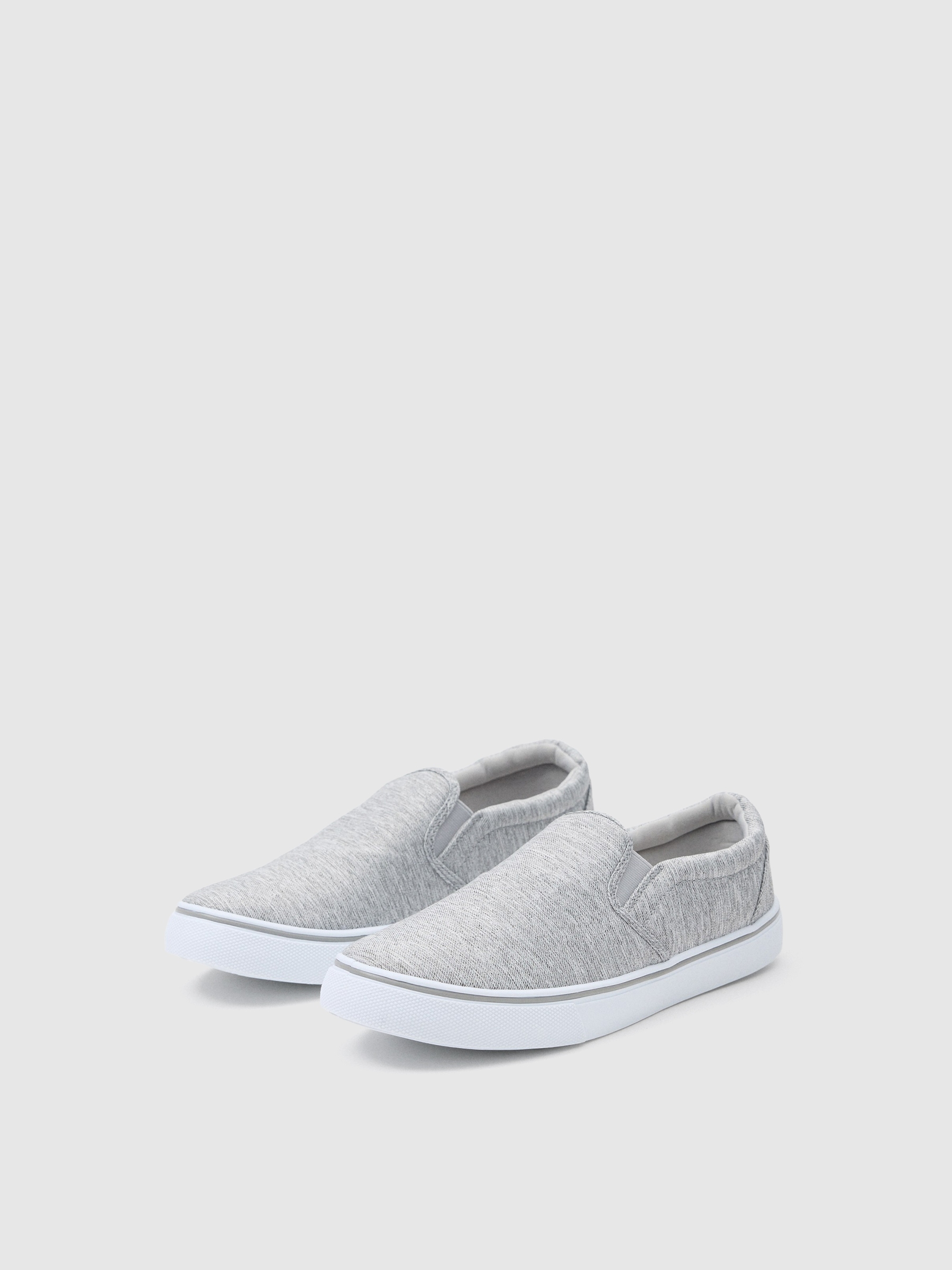 Gray canvas sneaker medium grey profile view