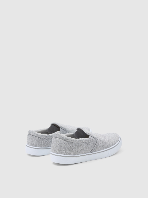 Gray canvas sneaker medium grey 45º back view