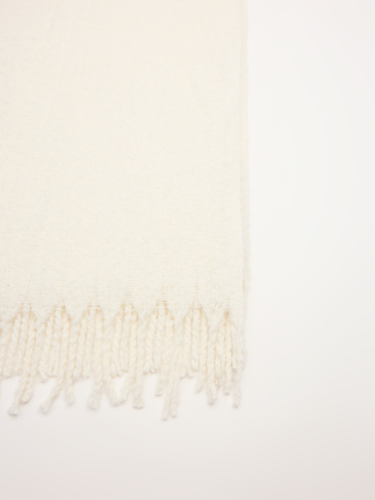 White fringed scarf beige detail view