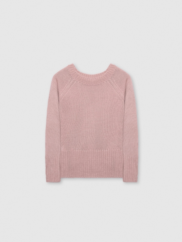  Camisola com gola de barco em mármore rosa vista frontal