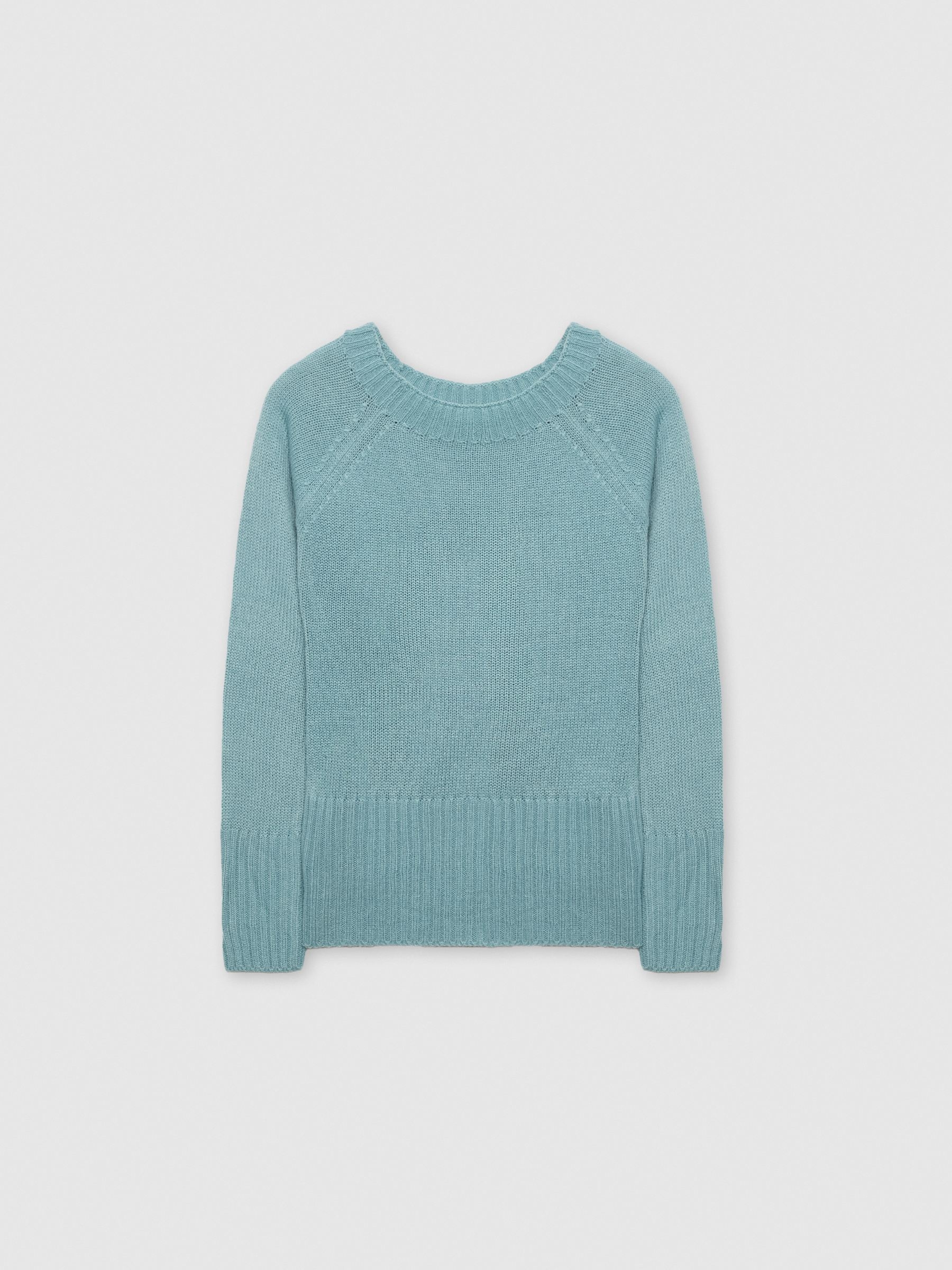 Marbled boat sweater turquoise middle front view