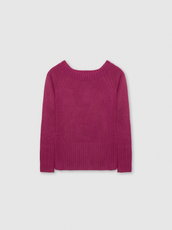  Marbled boat sweater fuchsia front view