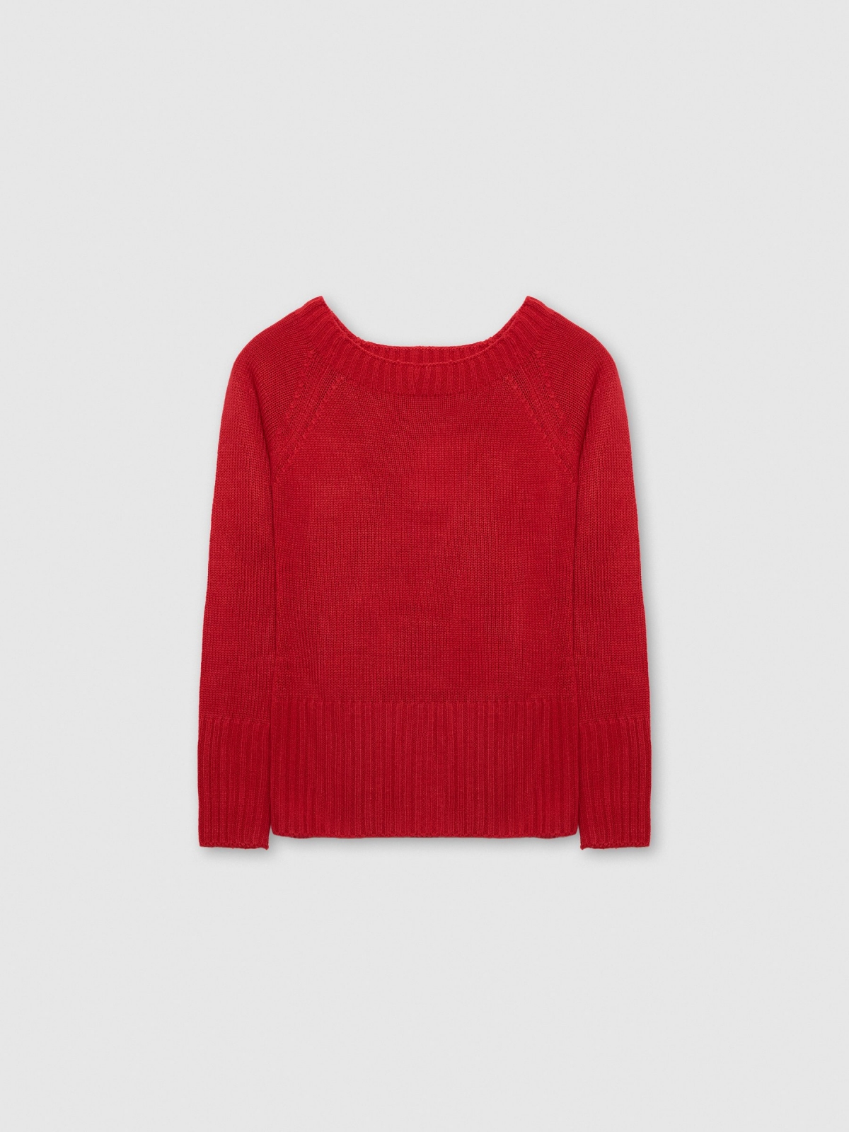 %Pto% Camisola com gola de barco em mármore vermelho vista frontal