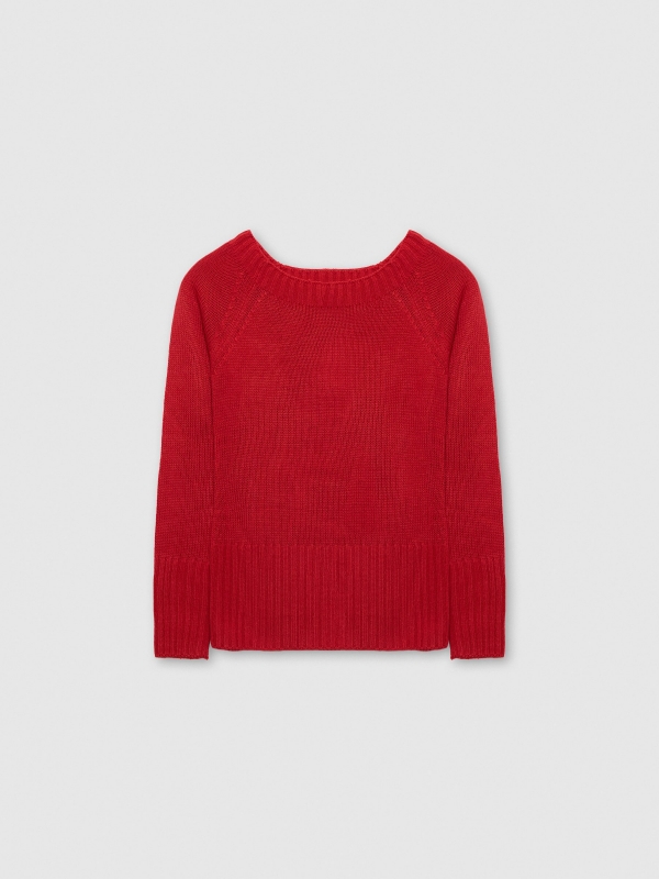  Camisola com gola de barco em mármore vermelho vista frontal