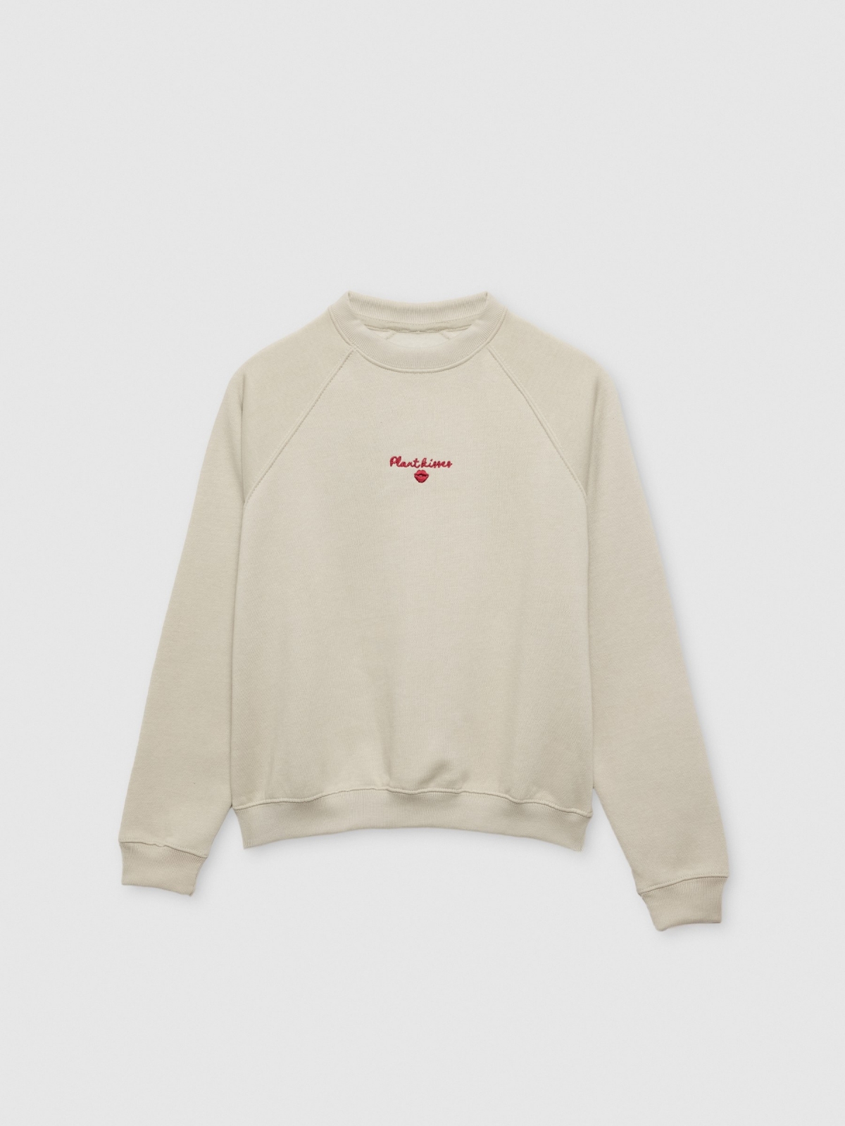 %Pto% Embroidered fleece sweatshirt round neck raw front view