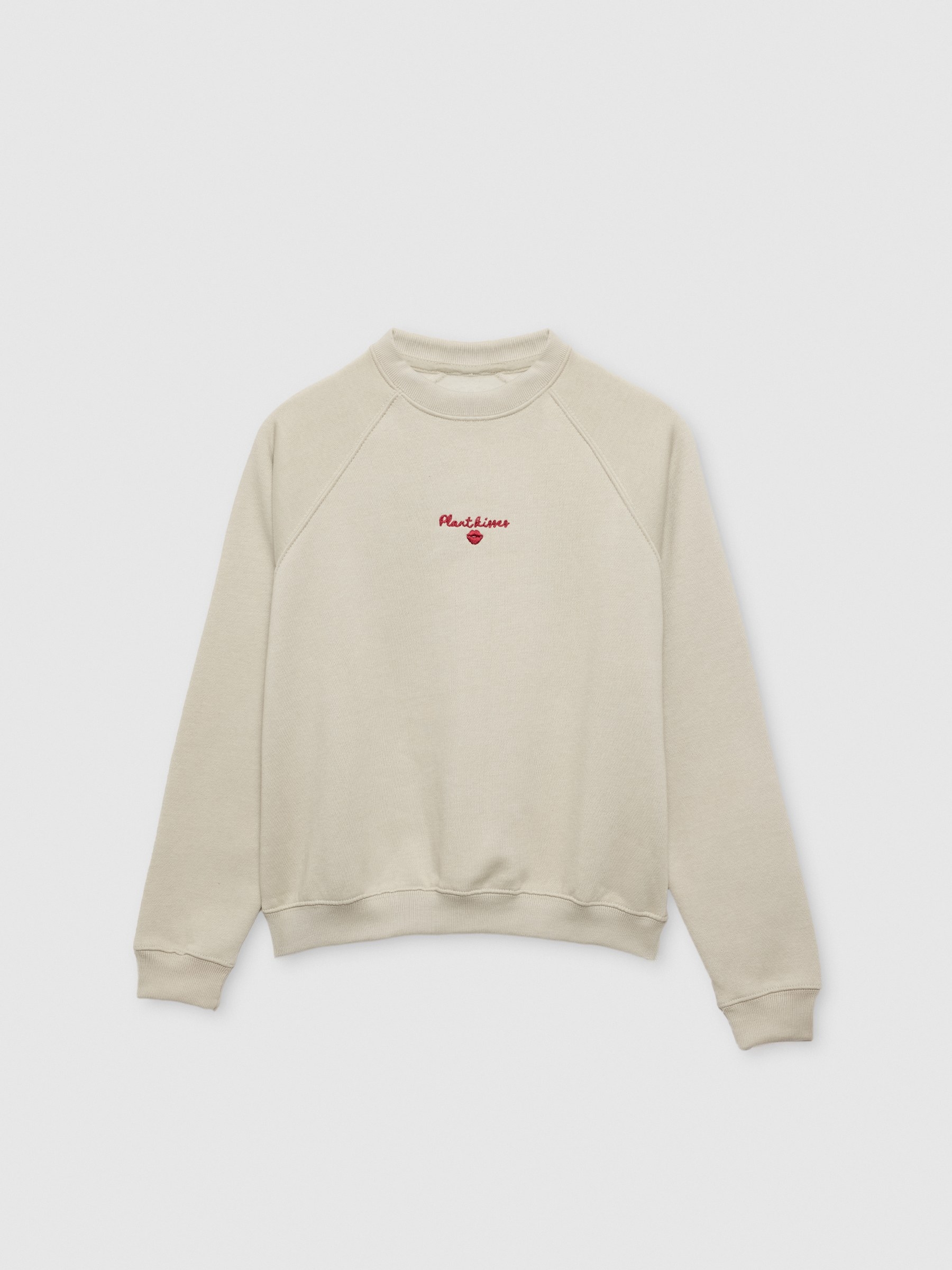  Embroidered fleece sweatshirt round neck raw front view