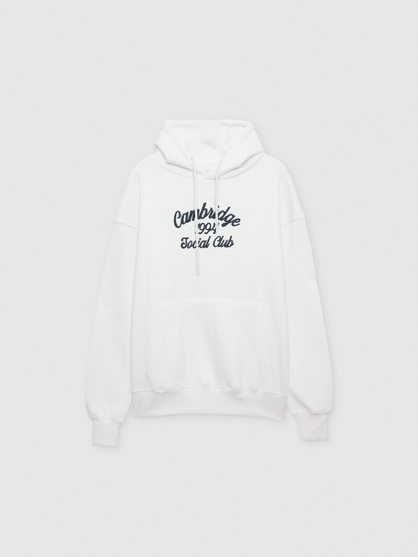  Moletom com capuz Cambridge branco vista frontal