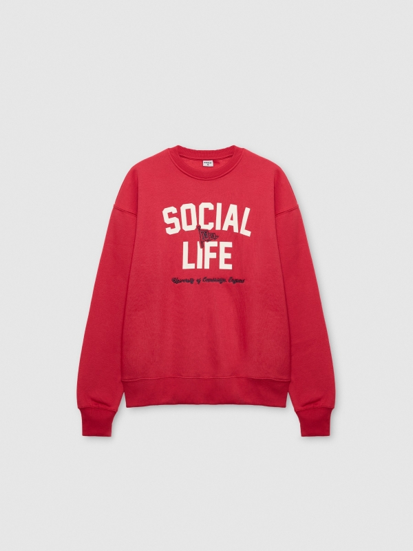  Varsity fleece sweatshirt red front view