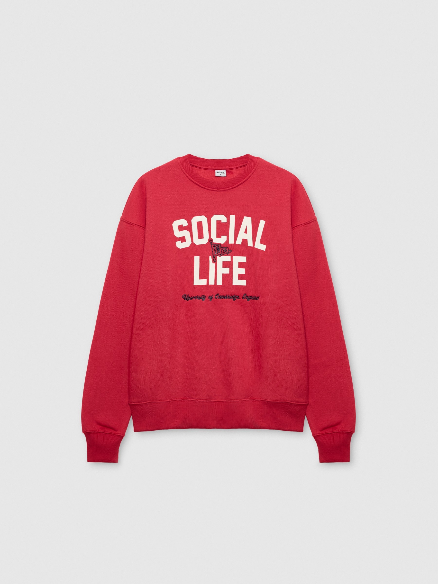  Moletom varsity felpa vermelho vista frontal