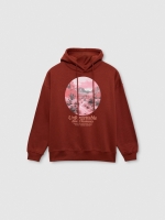 %Pto% Moletom com capuz estampado oversized marrom vista frontal